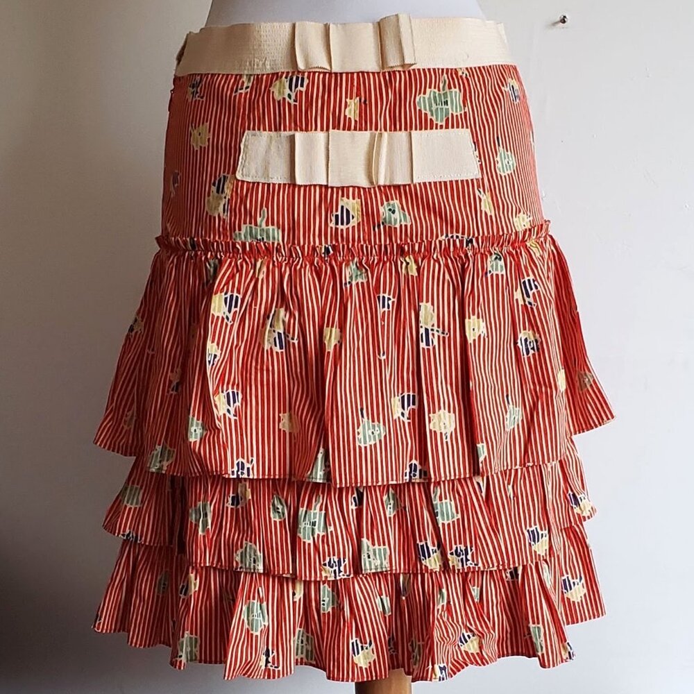 New MARC JACOBS Back Bows Skirt Tiered Floral Striped